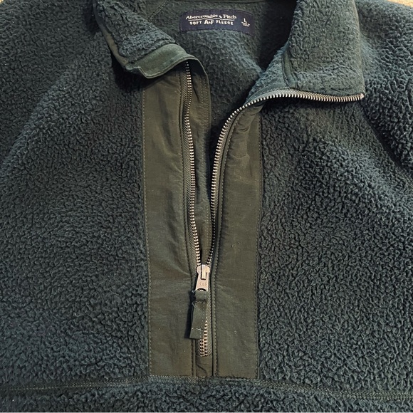 Men's Green Abercrombie & Fitch Quarter Zip Fleece Pullover Jacket Men’s Size L - Picture 4 of 12